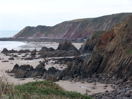 View over the northern end of the bay at Marloes Sands