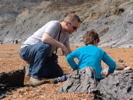 Bill Verkaik searching for fossils at Seatown