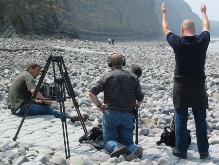 Roy Shepherd being directed during filming