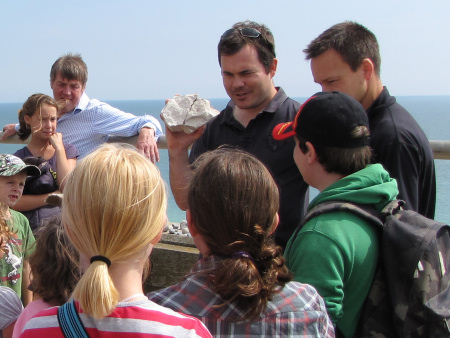 Roy Shepherd and Robert Randell introducing fossils of Peacehaven
